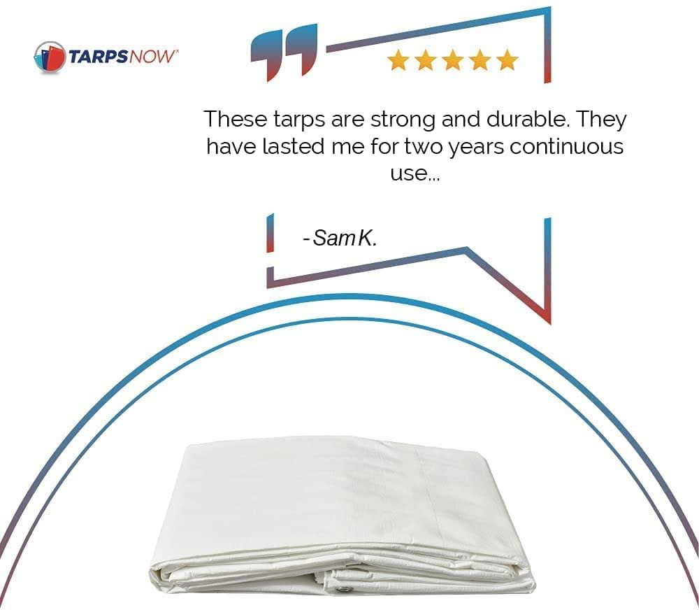 TarpsNow Waterproof Poly Tarps, 12 Mil Heavy Duty Tarp- White (10x14), Size: 10' x 14'