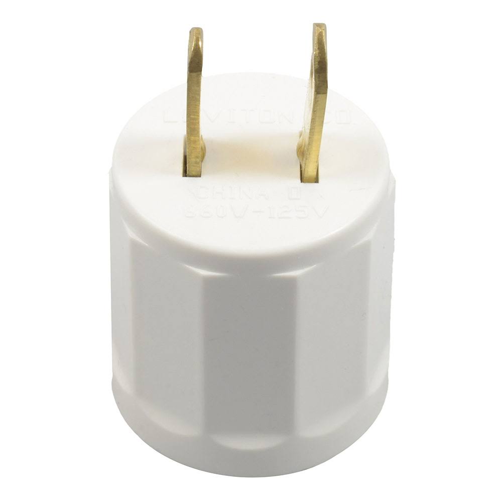 Leviton  600 watt Lamp Holder Adapter Plug White, Size: 2.1 H x 1.4 W x 1.4