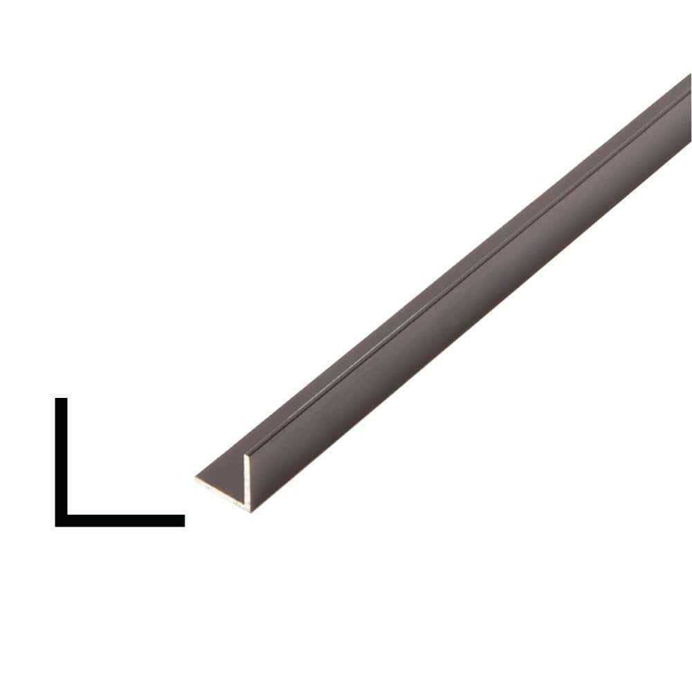 Alexandria Moulding at 007 1/2 in. D x 1/2 in. W x 96 in. L Metal Mira Black Angle Moulding