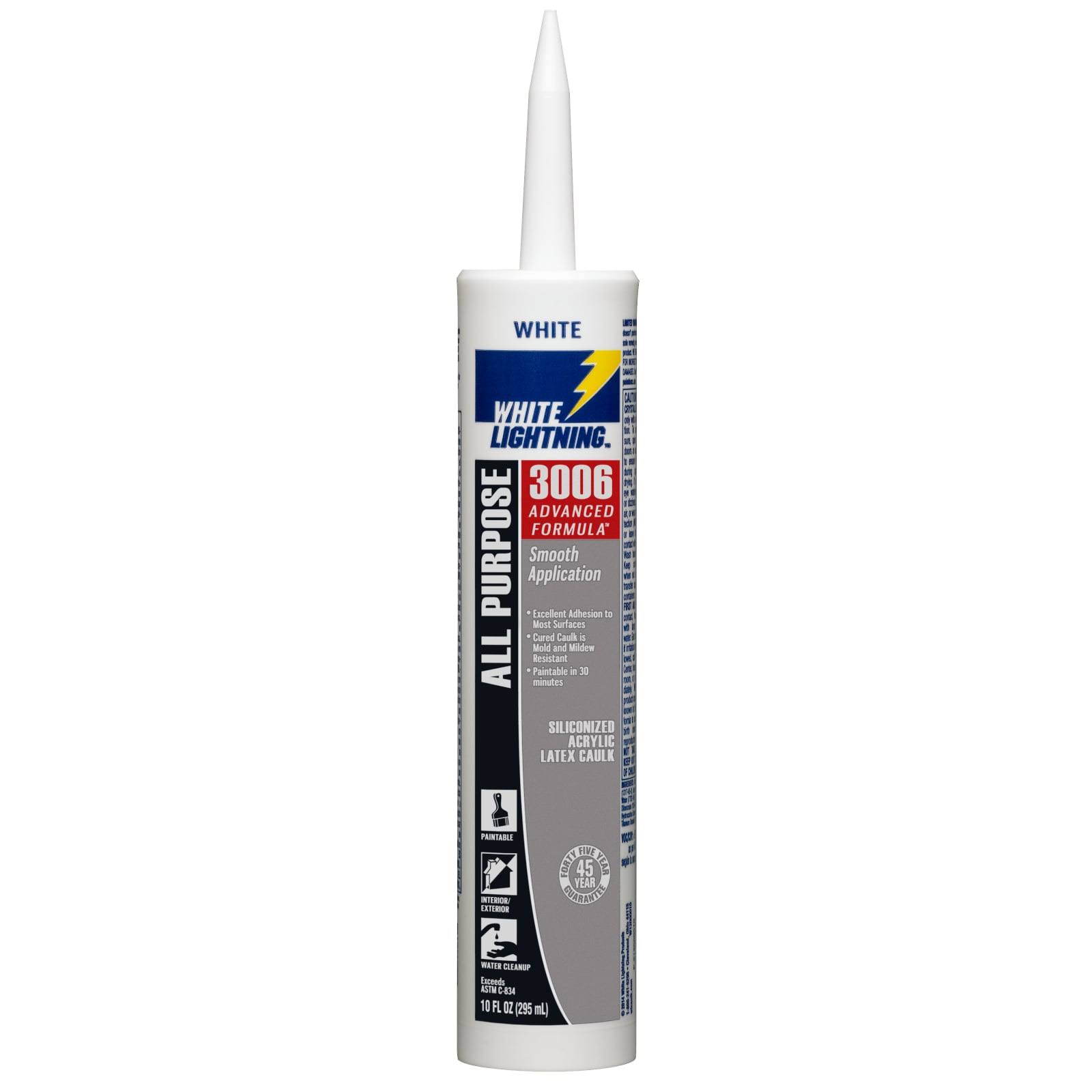 White Lightning 3006 Advanced Formula 10.1-oz White Paintable Latex Caulk | WL0030070