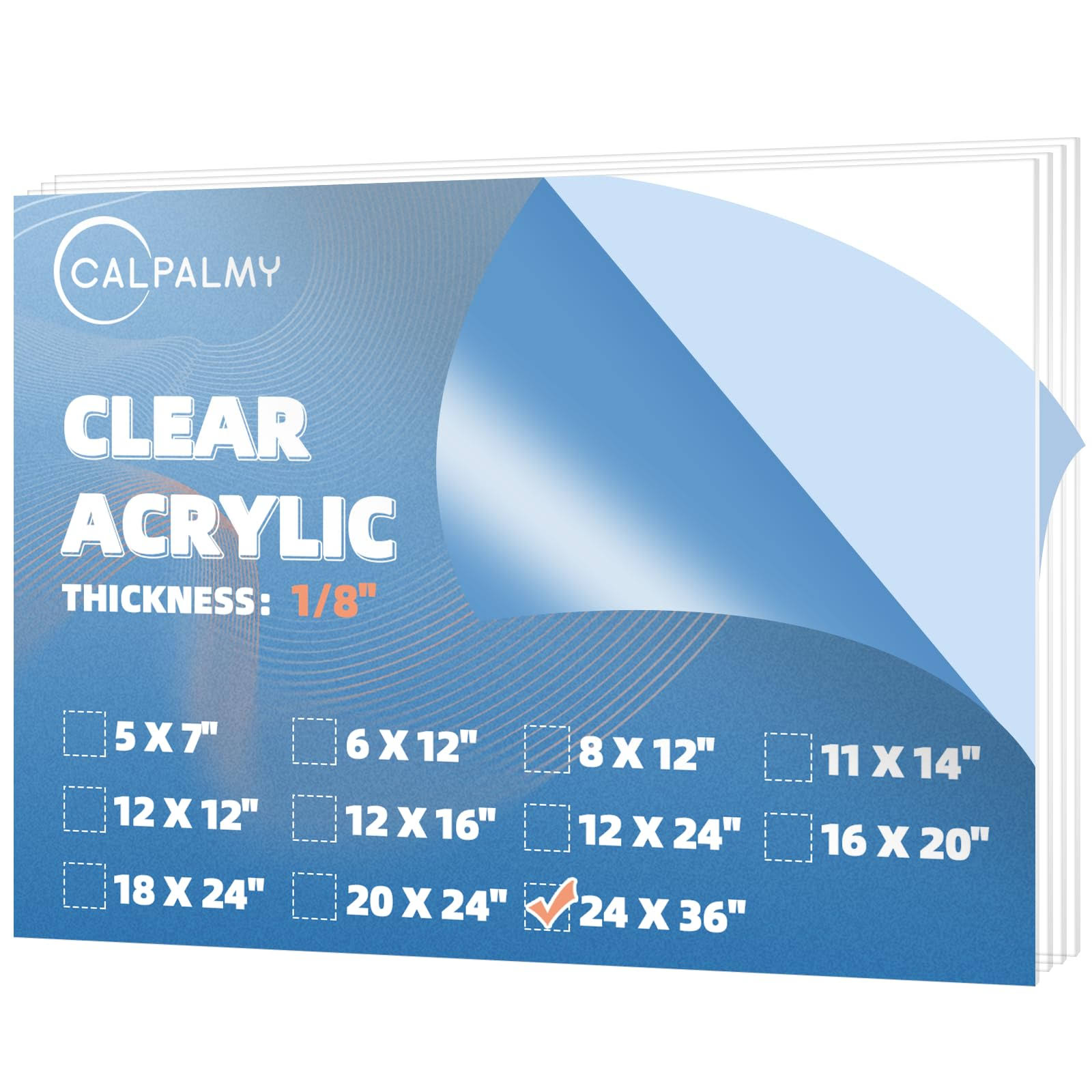 CALPALMY (2 Pack) 1/8 inch Thick Clear Acrylic Sheets- 24 inch x 36 inch Pre-Cut Plexiglass Sheets for Craft Projects, Signs, Sneeze Guard, and More- Cut