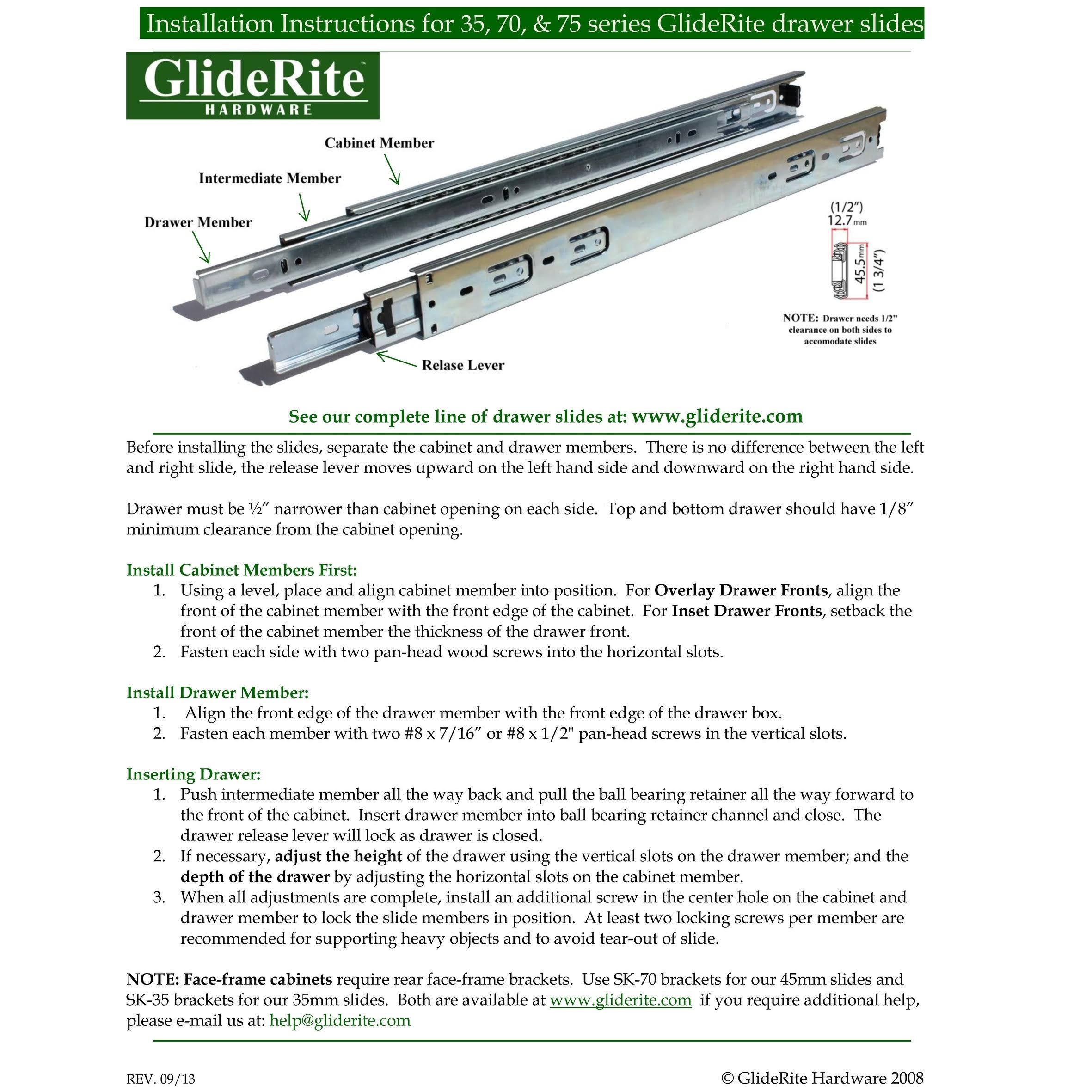 GlideRite Hardware GR-2070-Z-1 20