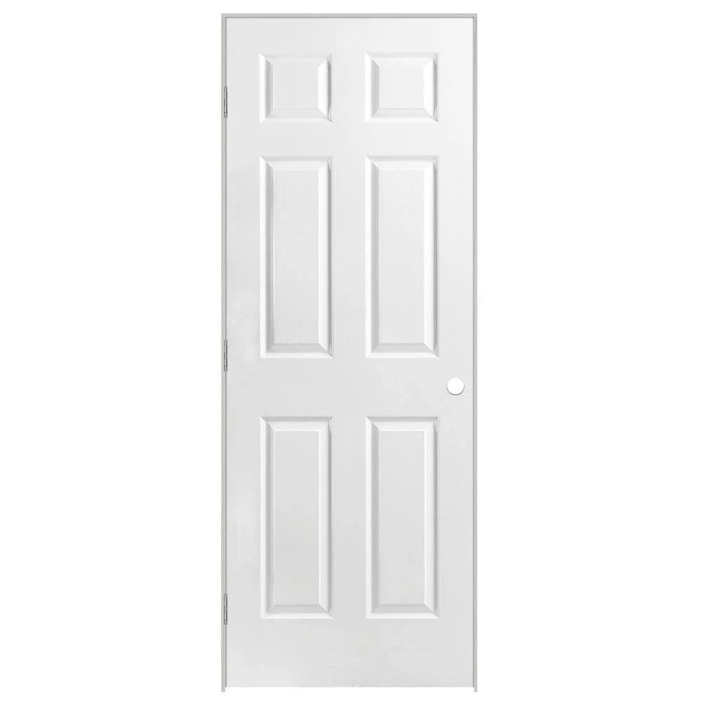 Masonite 28 in. x 80 in. Solidoor 6-Panel Right-Handed Solid-Core Smooth Primed Composite Single Prehung Interior Door Primed W