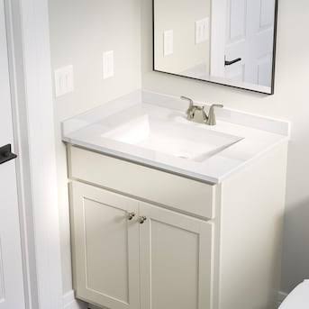 Project Source Cultured Marble Vanity Tops 2.38-in H x 21.25-in L White Cultured Marble Bathroom Side Splash | LSS21-3