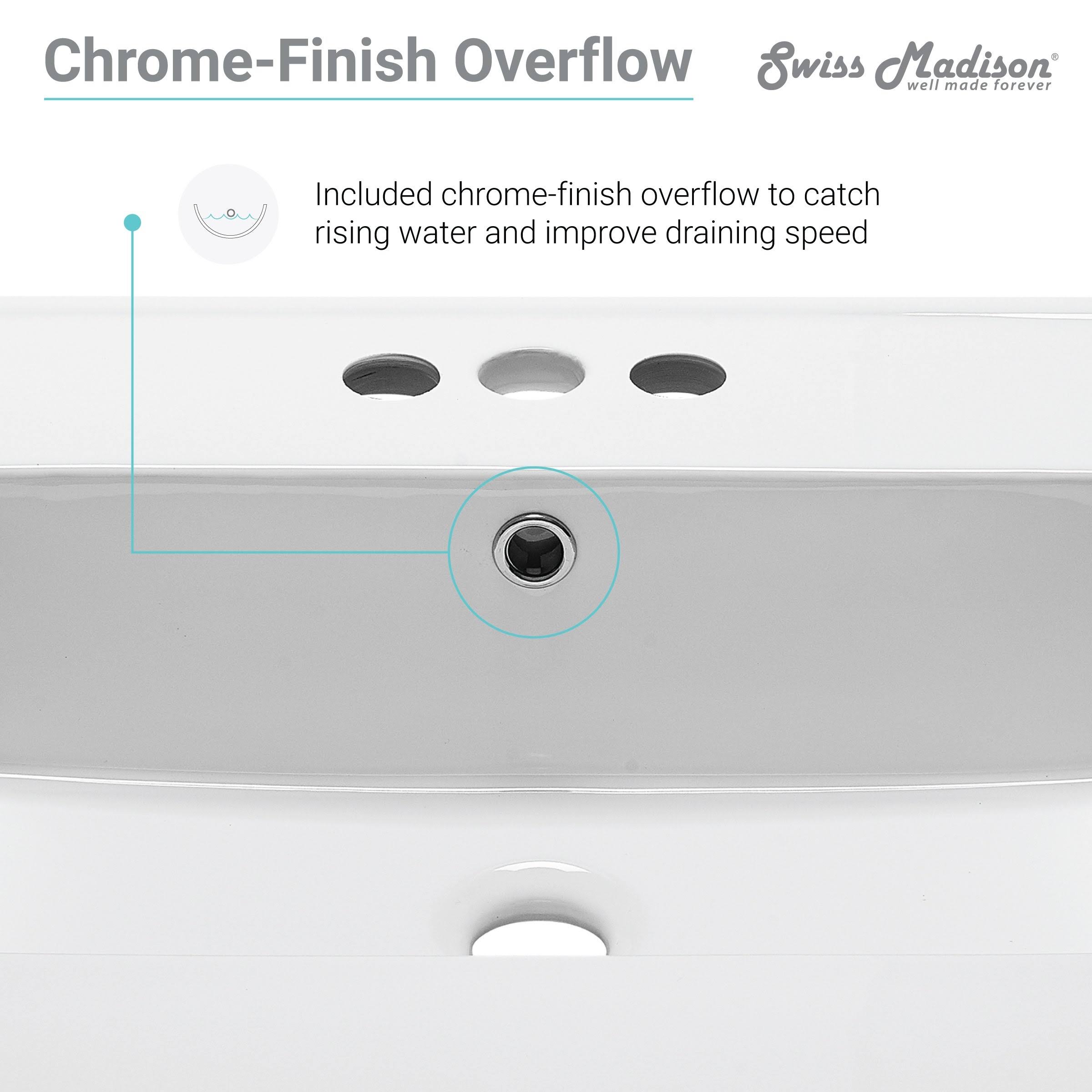 Swiss Madison SM-VT324-3 24 inch Ceramic Vanity Top with Three Faucet Holes