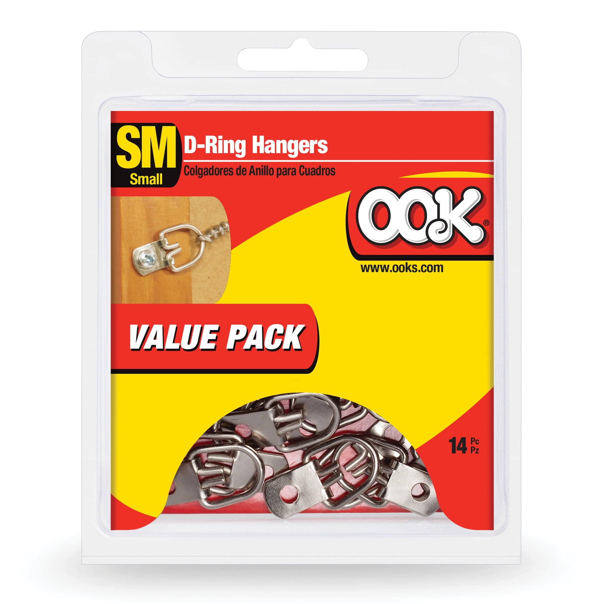 Ook Small Mirror & Artwork D-Ring Steel Hangers- 14 Pieces 9984615