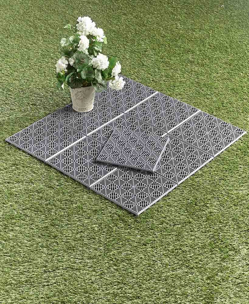 Sets of 10 Interlocking Patio or Walkway Tiles (Gray)