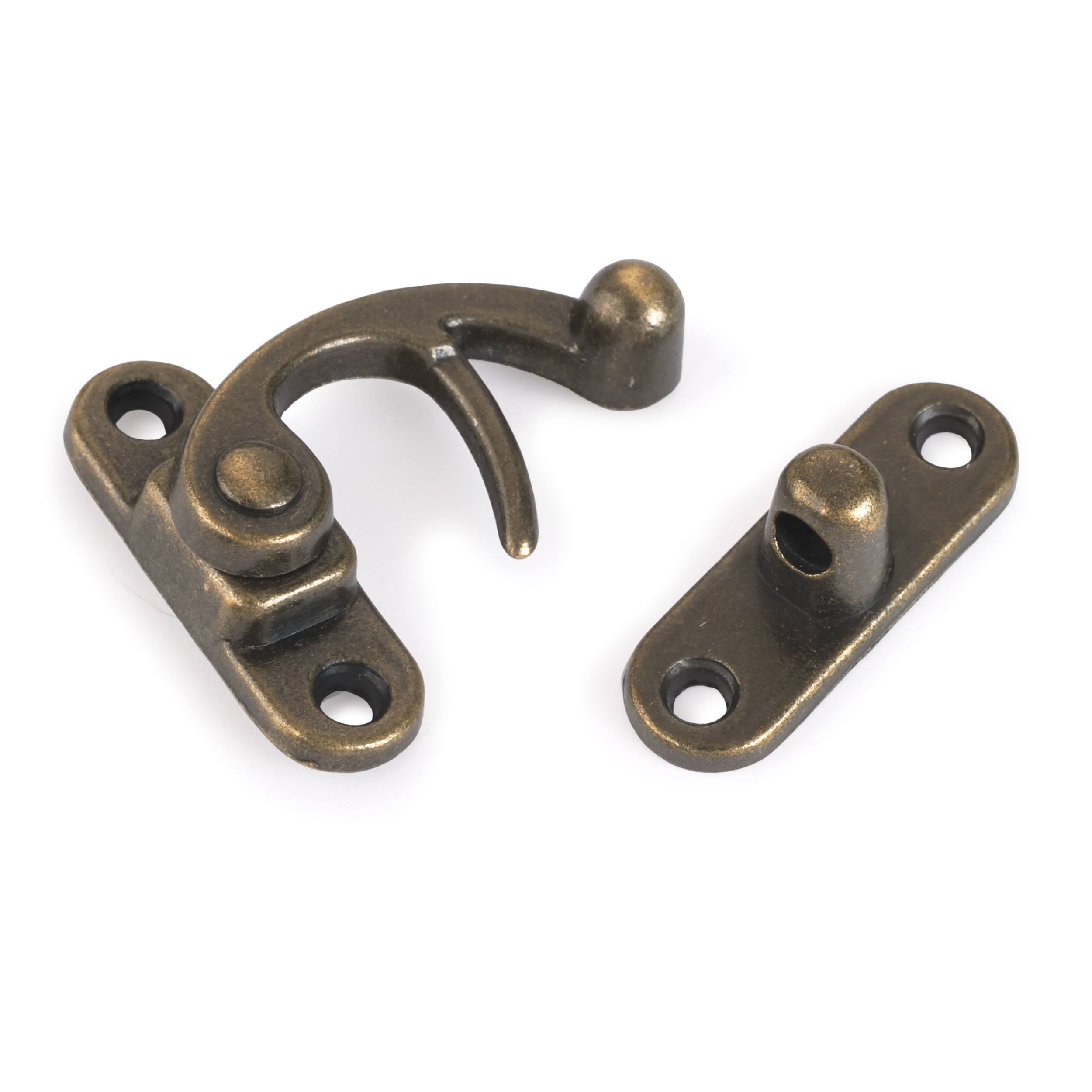 Highpoint Hook Latch Small Antique Brass 1-Piece with Screws