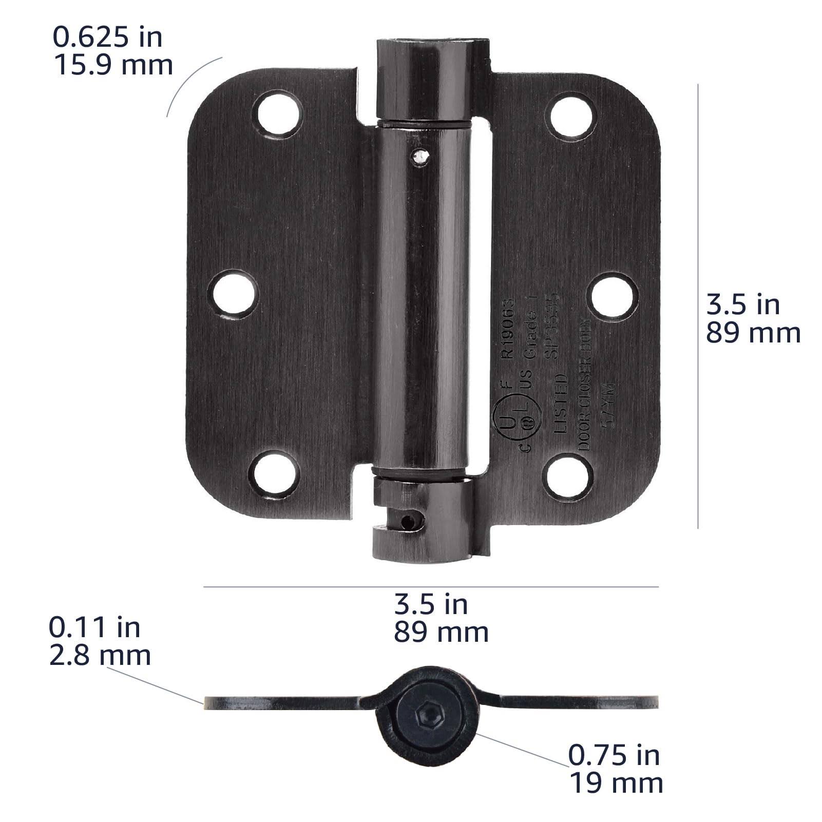 Amazon Basics Self-Closing Door Hinge, 3.5 inch x 3.5 inch, 1 Piece, Oil Rubbed Bronze