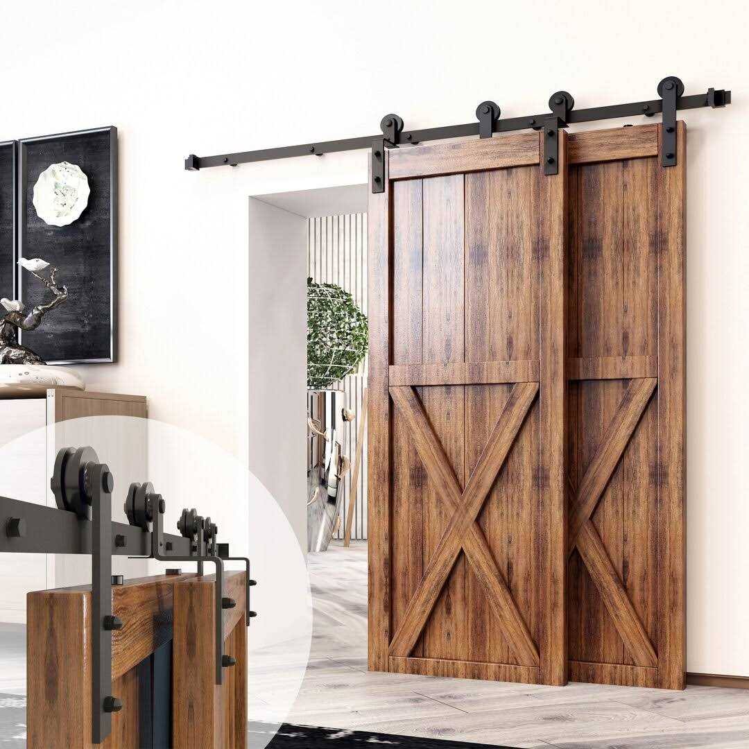 Homacer 60-in Rustic Black Indoor/Outdoor I-strap Barn Door Hardware Kit | ZT5TGH060C