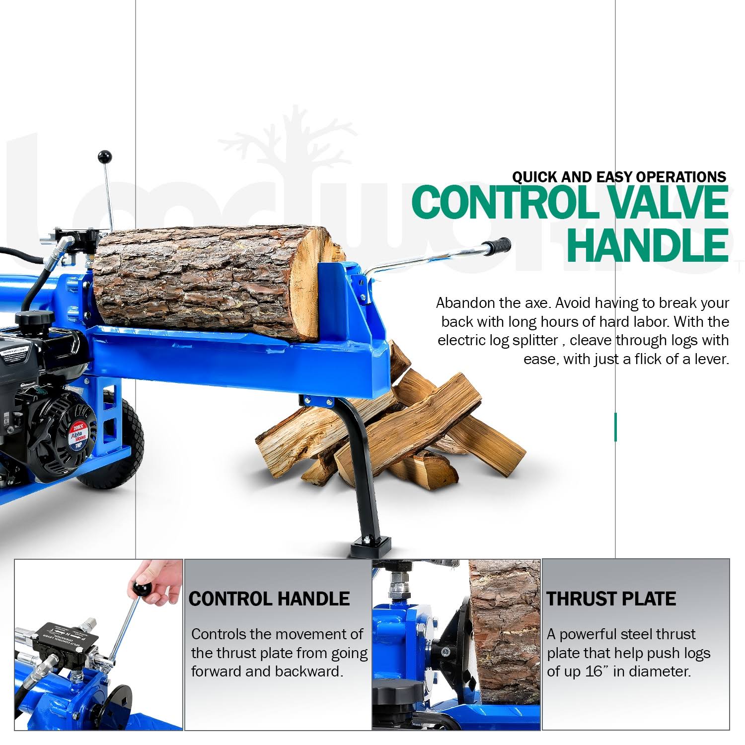 Landworks TRI-GUO079 7 HP GAS Powered Hydraulic Log Splitter