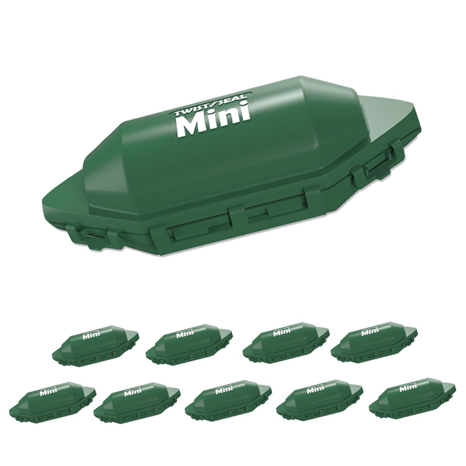 Twist and Seal Mini Holiday Light Cord Protector Christmas Light Plug Cover- Green (10 Pack)