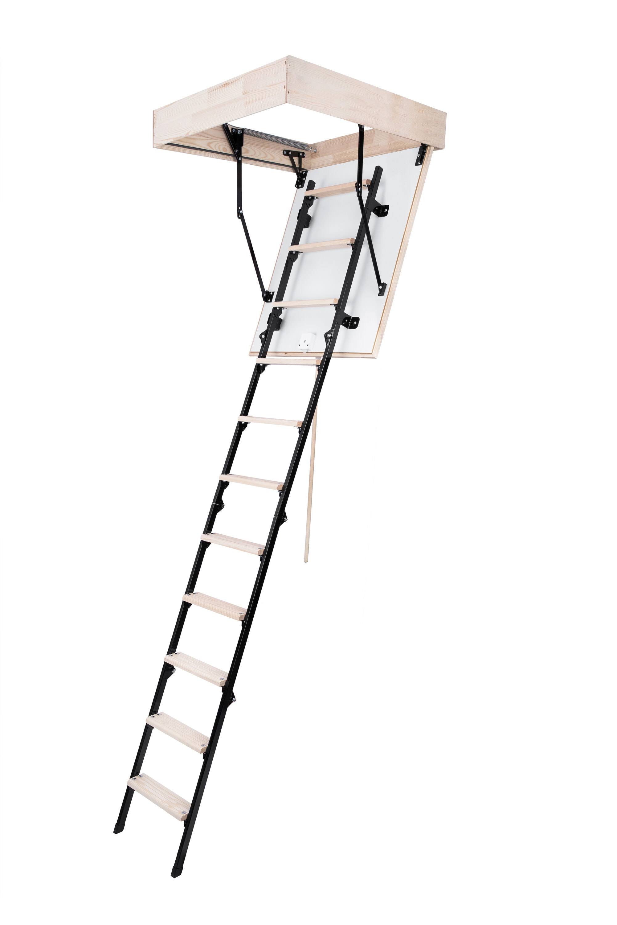 Stairluxe Uni Metal-Wooden Attic Ladder, 39 in x 27.5 in, Size: 39 x 275, Black