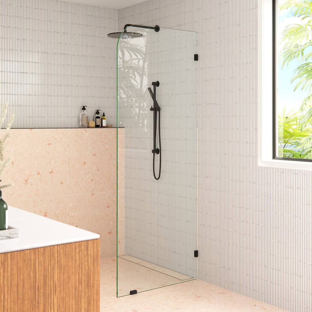 Glass Warehouse GW-F-RAD-36-MB Solaris 36 in. x 78 in. Fully Frameless Radius Single Fixed Shower Panel Finish: Matte Black
