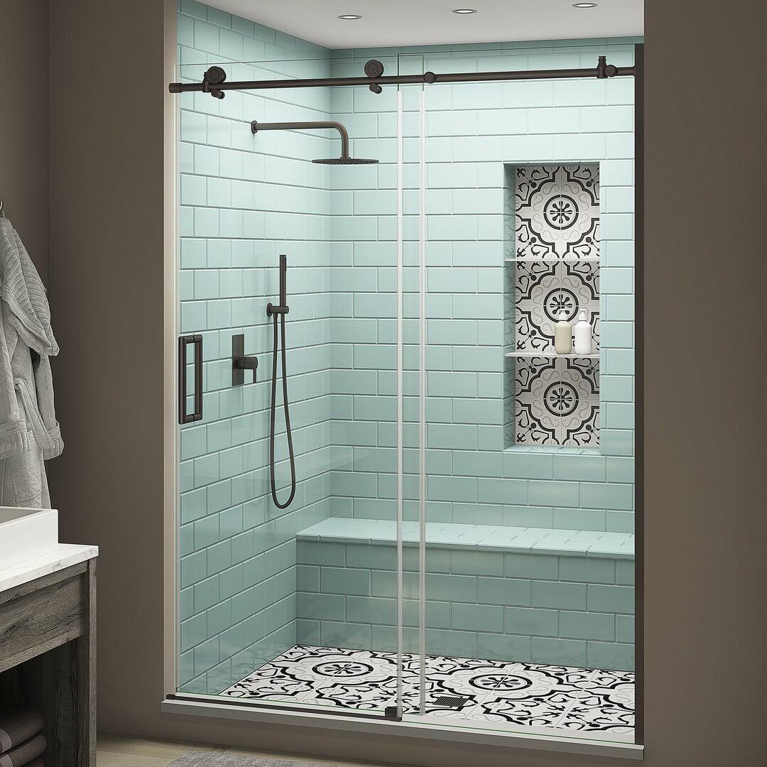 Aston SDR984EZ.UC-6080-L Coraline XL 80 inch High x 60 inch Wide Sliding Frameless Shower Door-, Bronze