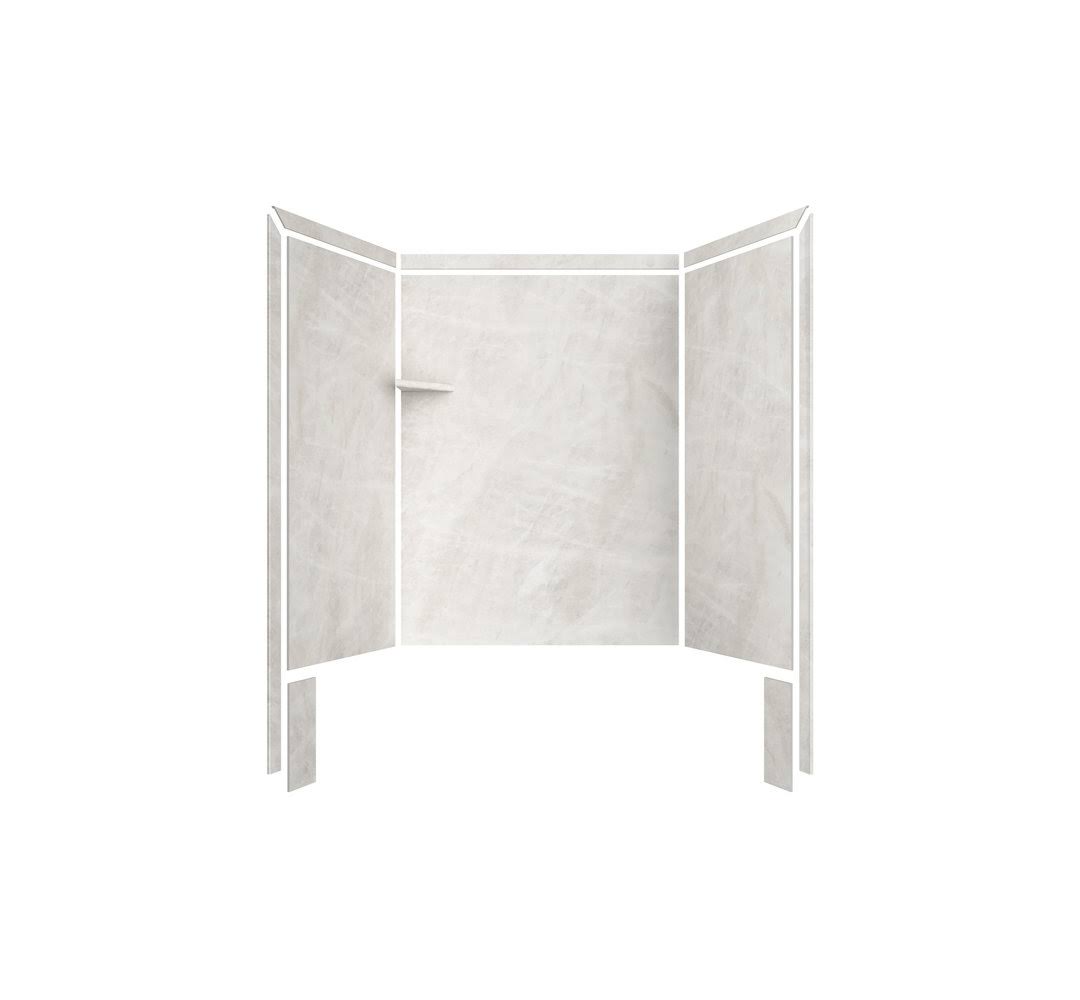 FlexStone Royale 36 in. x 60 in. x 80 in. 11-Piece Easy Up Adhesive Alcove Bathtub/Shower Wall Surround in Dune