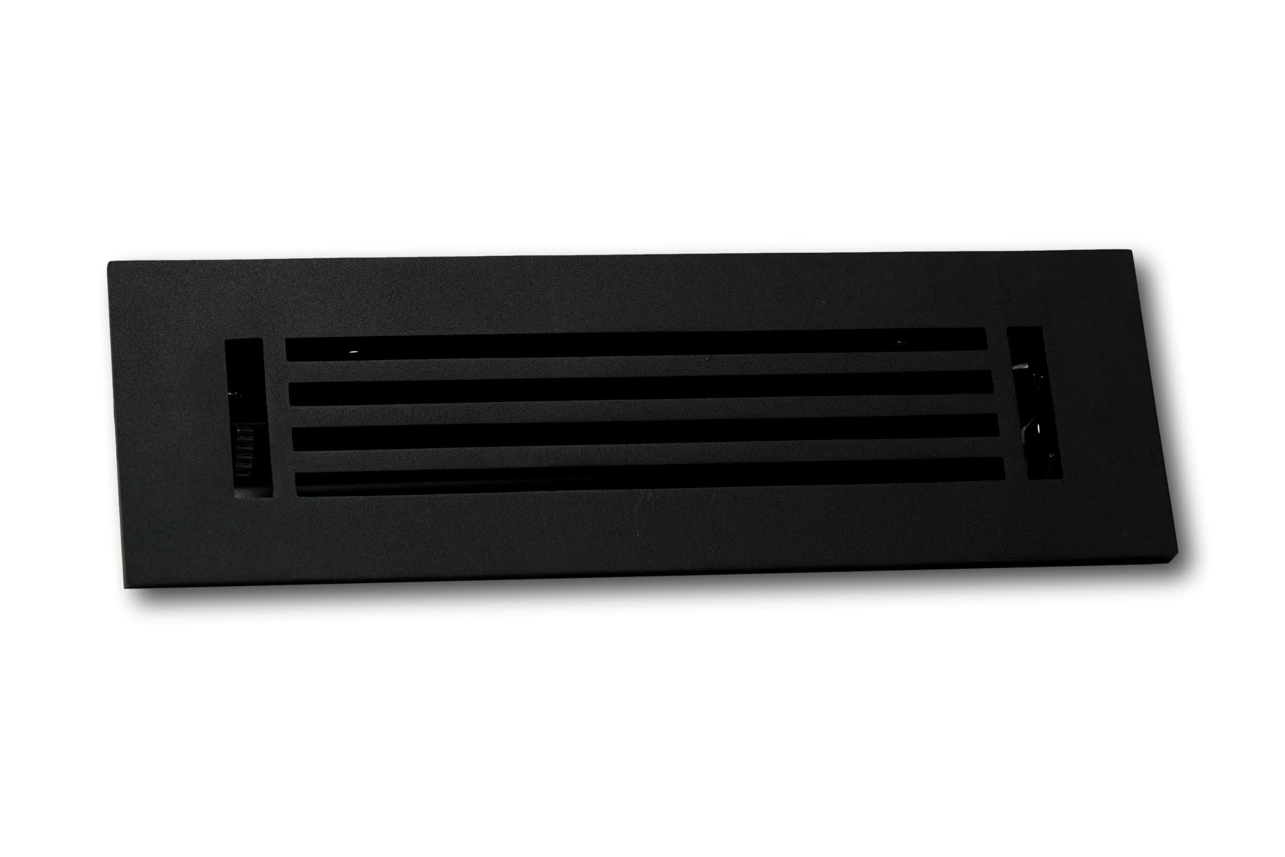 Madelyn Carter 6 x 10 Cast Aluminum Linear Bar Vent Cover- Black (Overall: 7.25 x 11.5)