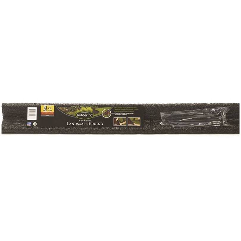 Rubberific Mulch LRE4BK Landscape Edging, 4 ft L, Rubber, Black