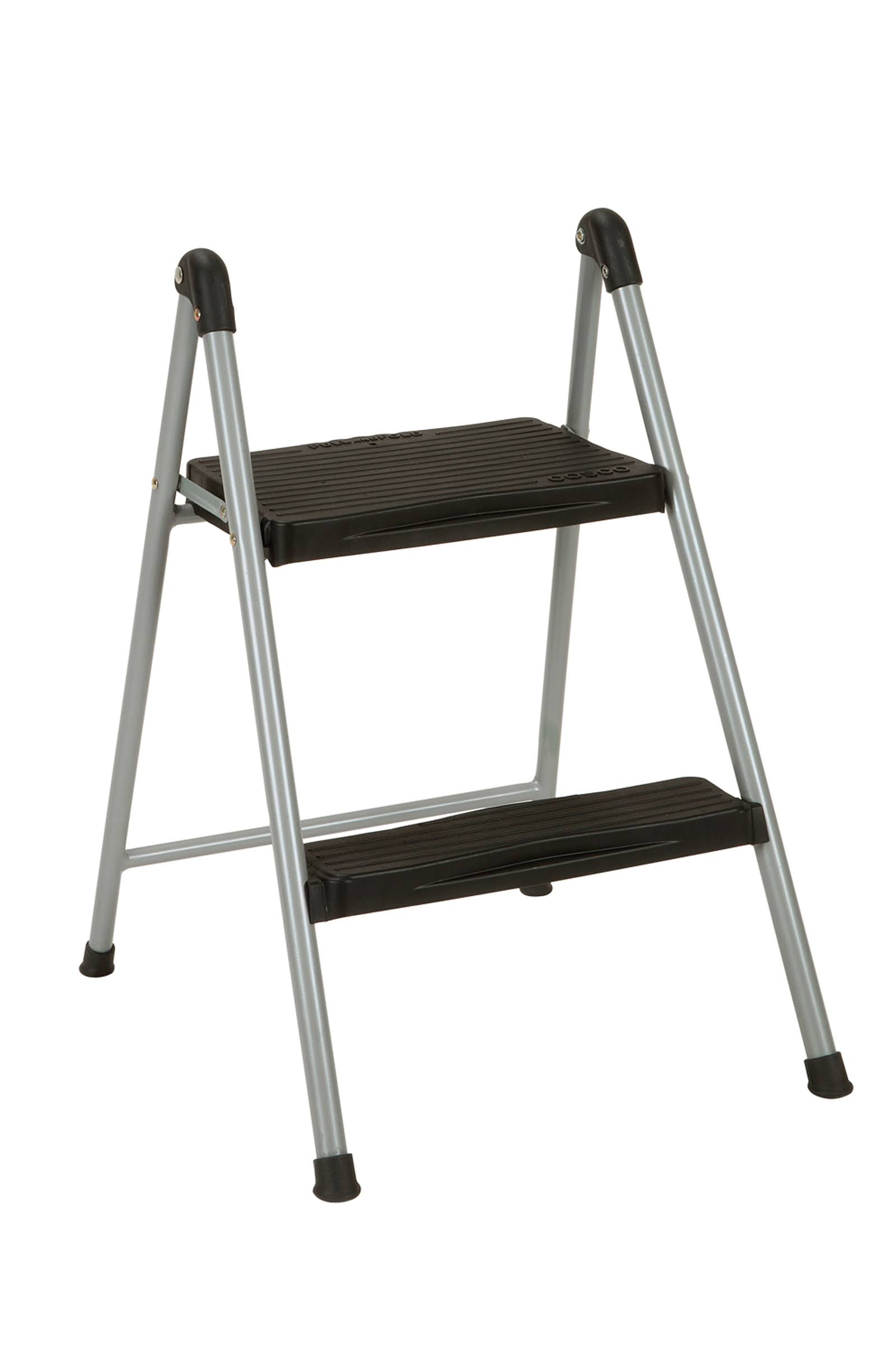 Cosco Steel/Resin Folding Step Stool, Platinum/Black