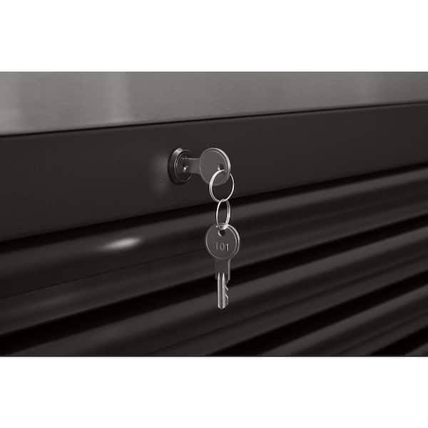 Husky Tool Storage 84 in. W Heavy Duty Matte Black Mobile Workbench Tool Chest with Stainless Steel Work Top, Matte Black with Black Trim