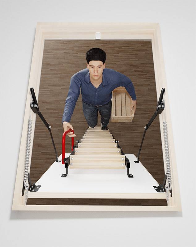 Stairluxe Uni Metal-Wooden Attic Ladder, 39 in x 27.5 in, Size: 39 x 275, Black