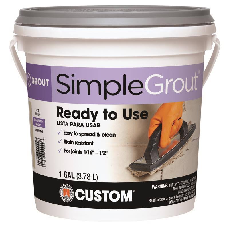 Custom PMG3811-2 Simplegrout Pre-Mixed Grout, Bright White, 1 Gallon