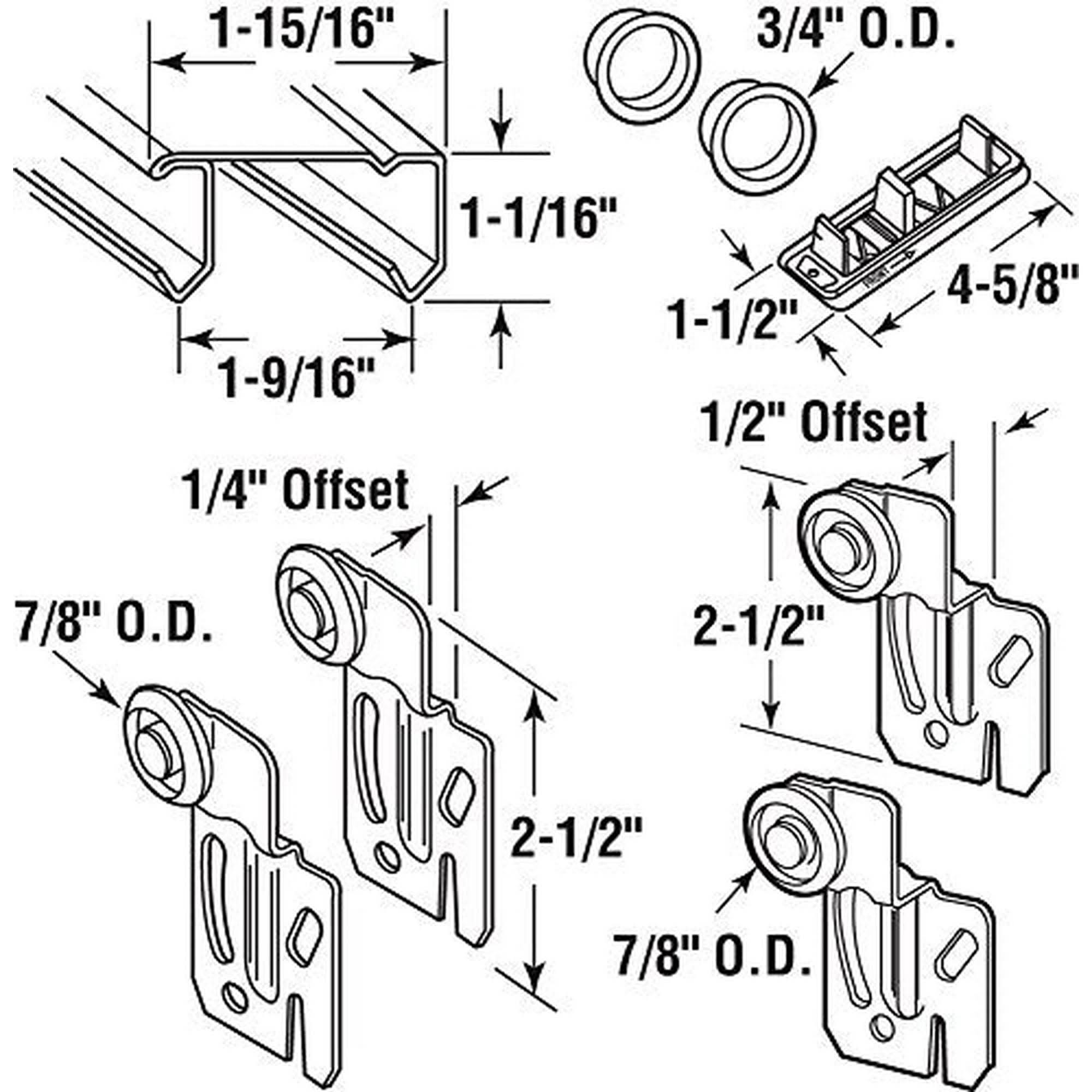 Prime-Line Galvanized Silver Steel By-Pass Door Hardware Set 1 Pk