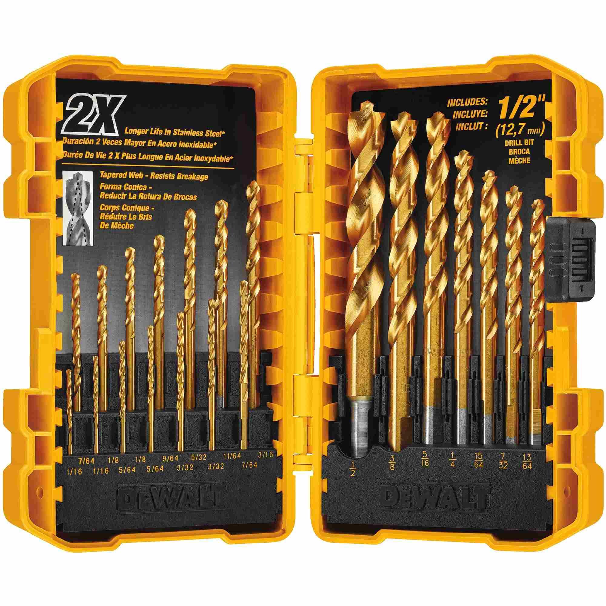 DeWalt DW1361 21 Piece Pilot Point Titanium Drill Bit Set