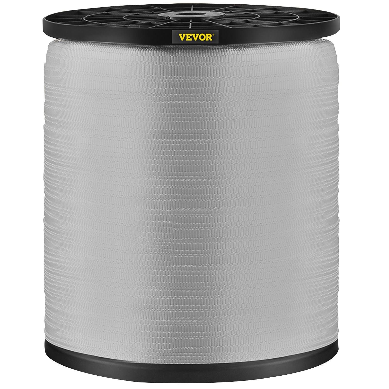VEVOR 2500 lbs. Polyester Pull Tape 528 ft. x 3/4 in. Flat Rope for Wire and Cable Conduit Work Variable Functions, White