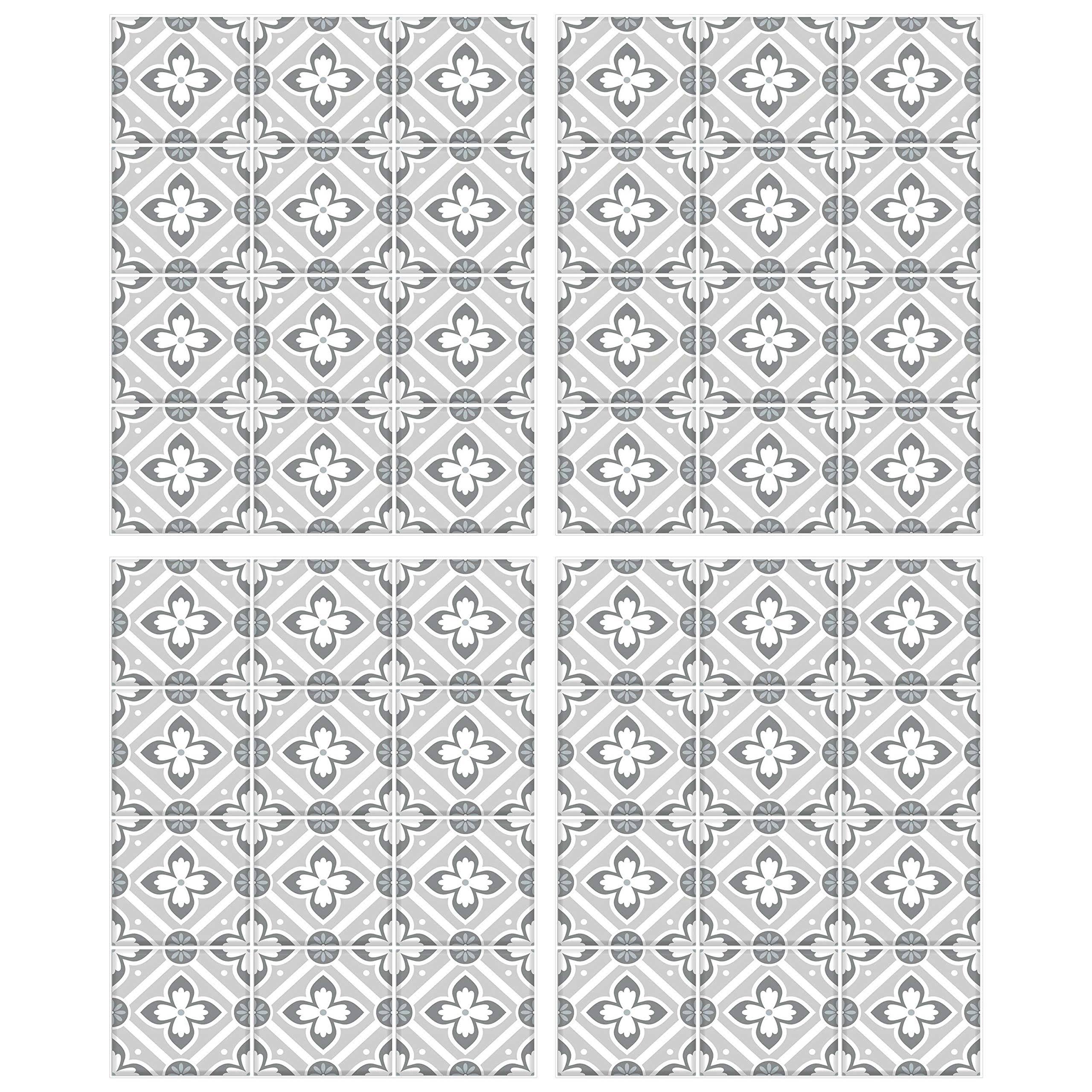 RoomMates Galway Gray Tile Backsplash Peel and Stick Giant Wall Decals