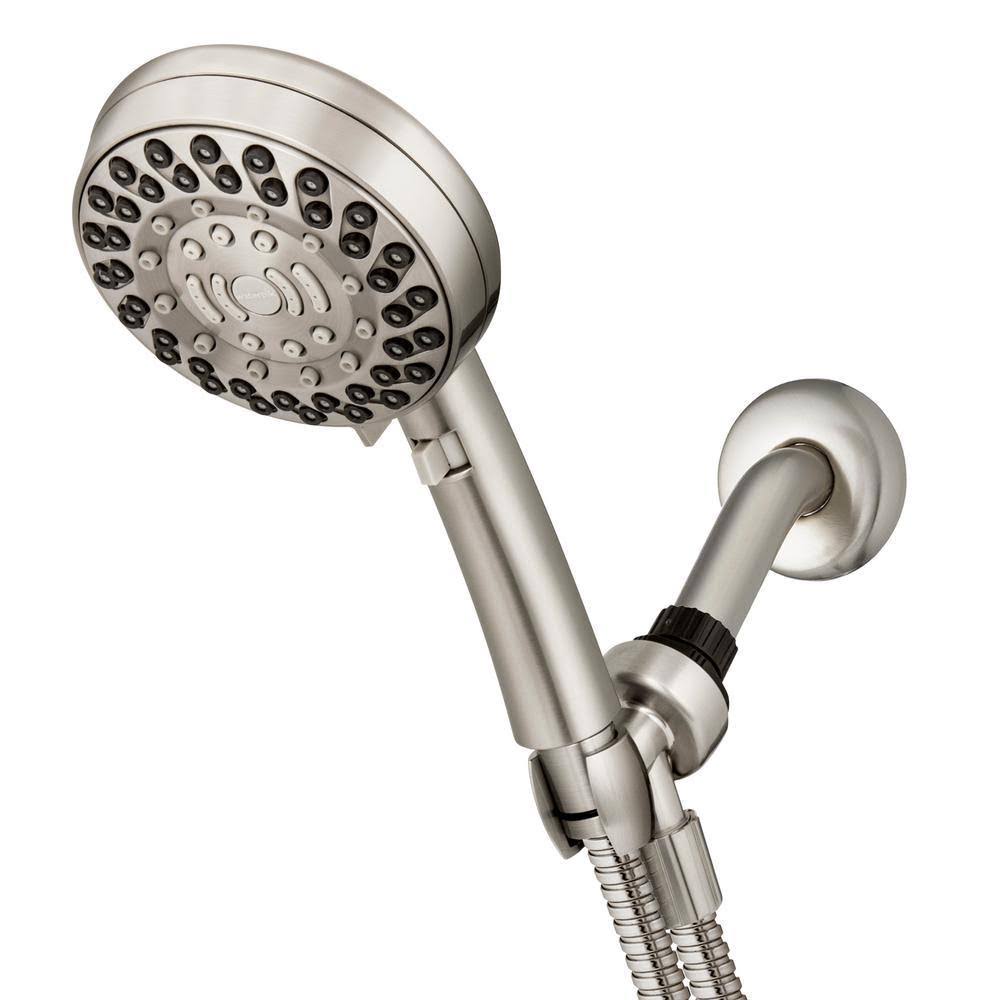 Waterpik 6-Spray 4.5 in. Single Wall Mount Handheld Adjustable Shower Head in Brushed Nickel 20028451