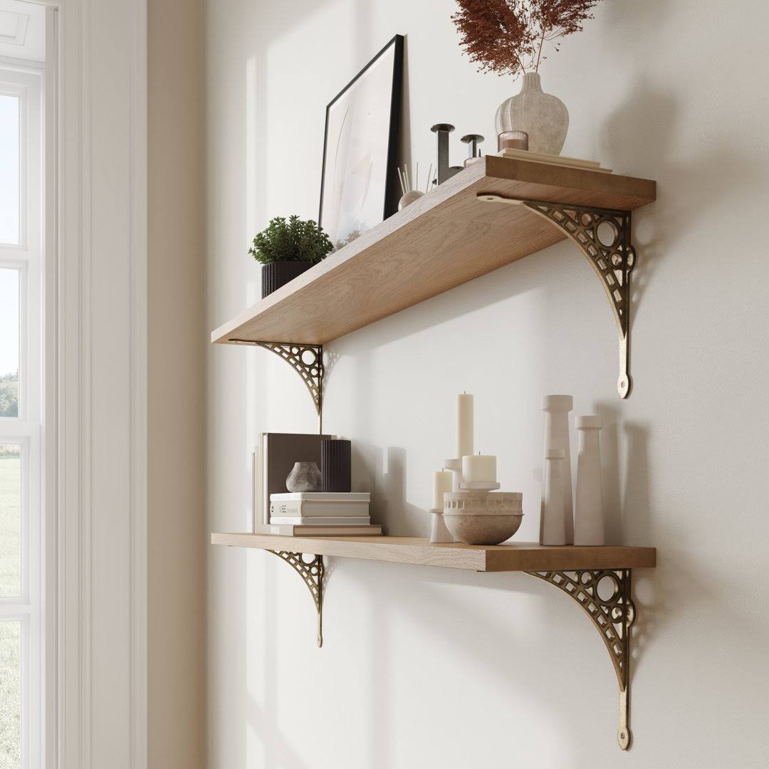 Small Iron Shelf Bracket RCH Supply Company Color: Antique Brass