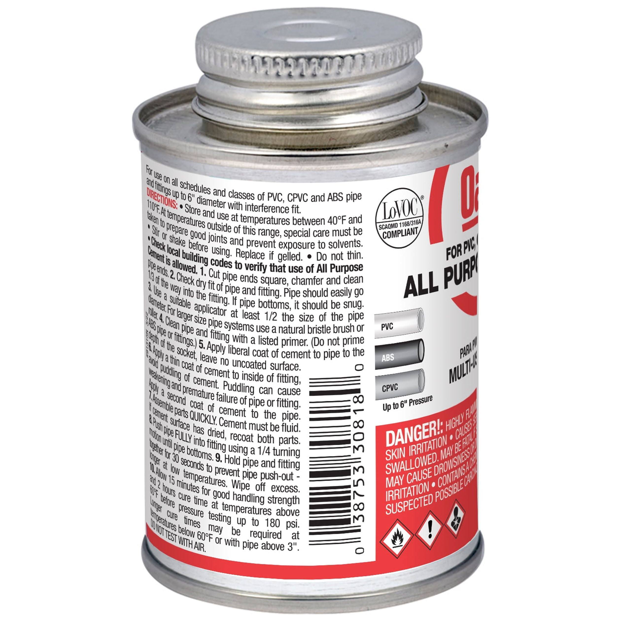 All Purpose Cement, ABS, PVC, CPVC, Low VOC 4 oz Clear- No. 30818