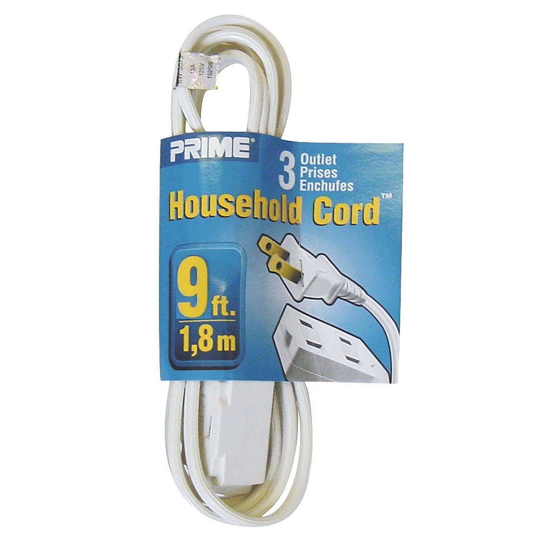 Prime EC660609 9' 16/2 SPT-2 White Household Extension Cord