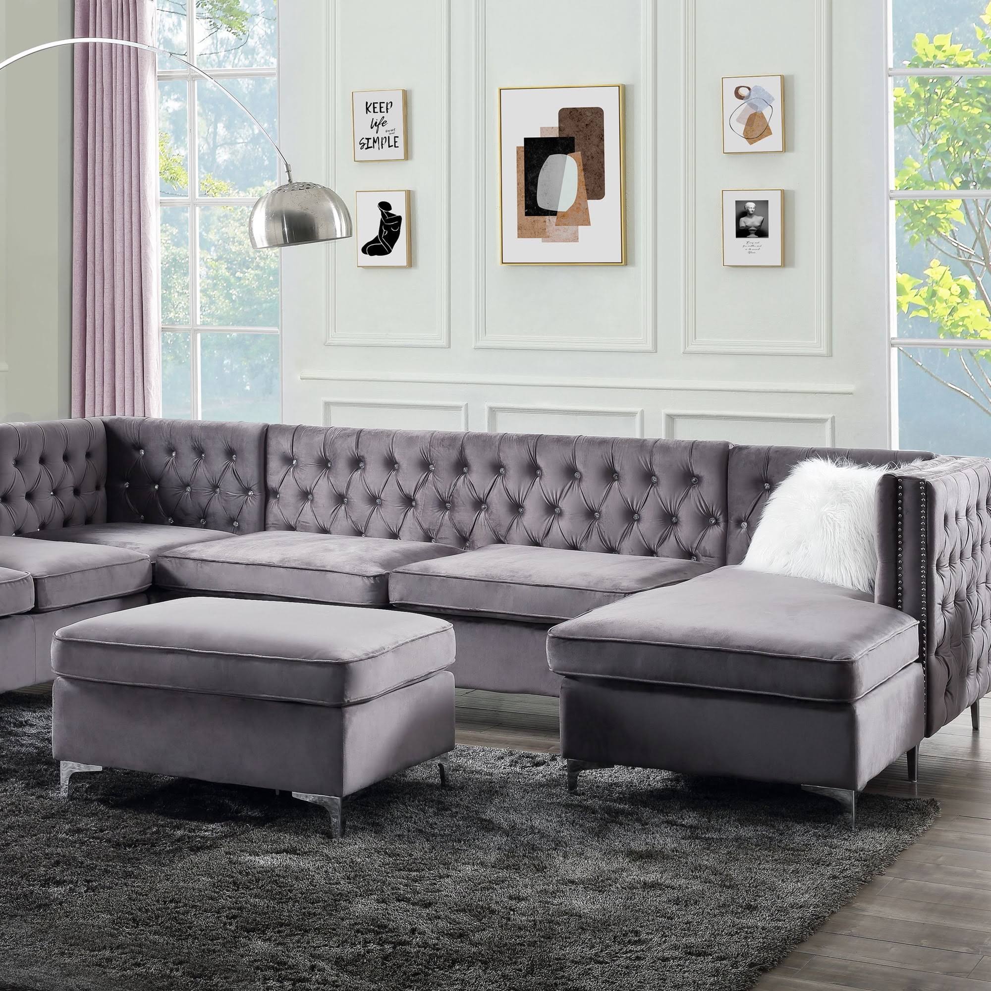 Acme Jaszira Gray Velvet Modular- Left Facing & Right Facing Arms