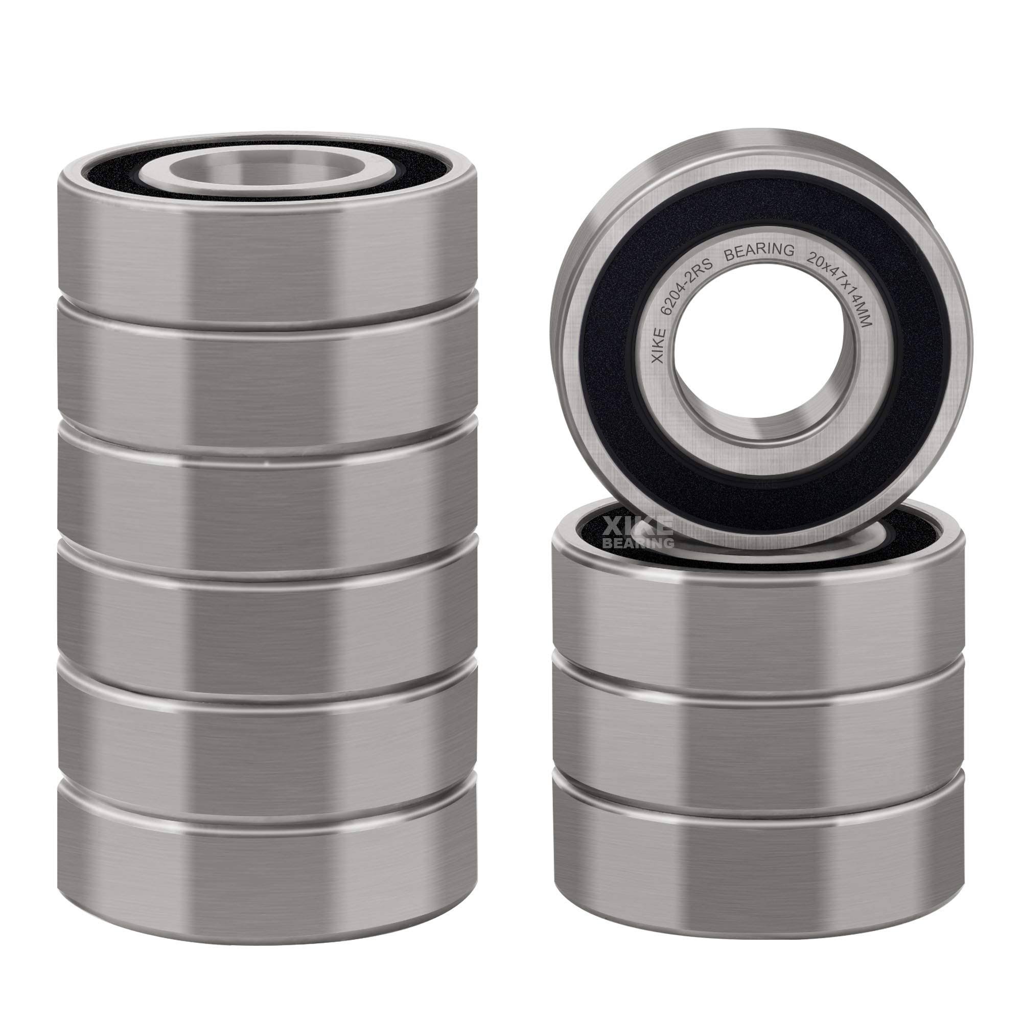XIKE 10 Pack 6204-2RS Bearings 20x47x14mm Stable Performance and Cost-Effective Double Seal Pre-Lubricated Deep Groove Ball