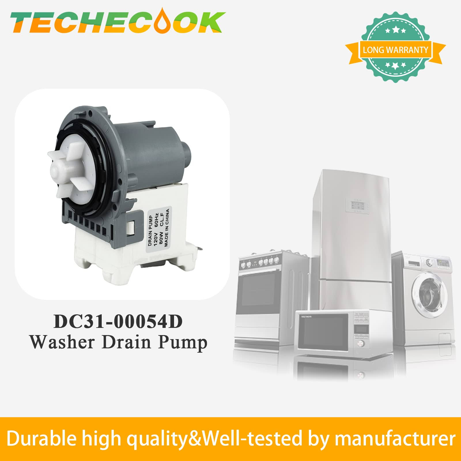 DC31-00054D PX3516-01 Washer Drain Pump Motor by Techecook- Replacement for Sam-sung Washing Machine Model with px3516-01,2754406, AP5583541,