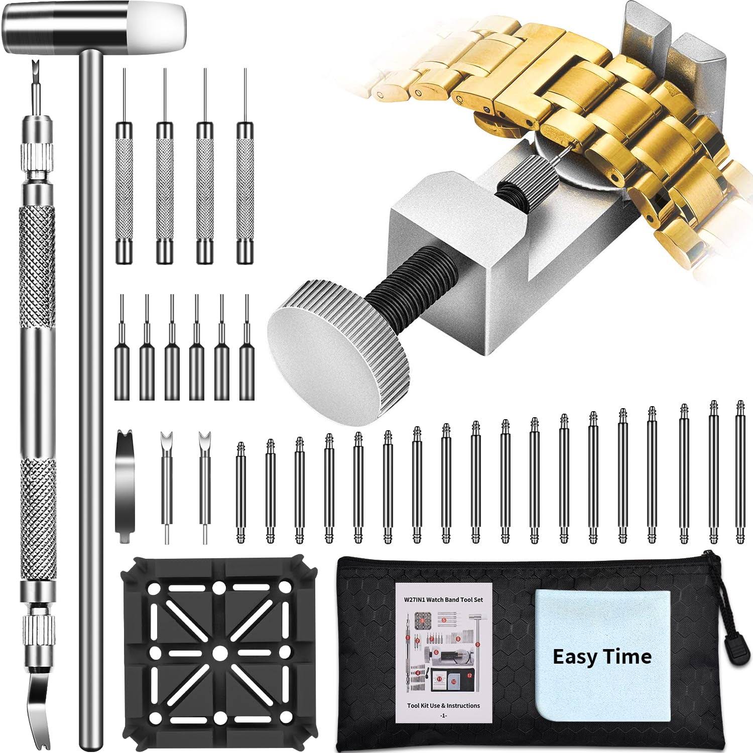 EasyTime Watch Link Removal Tool Kit Watch Band Tool Kit Spring Bar Tool Set for Watch Repair and Watch Band Replacement with Small Hammer Professiona