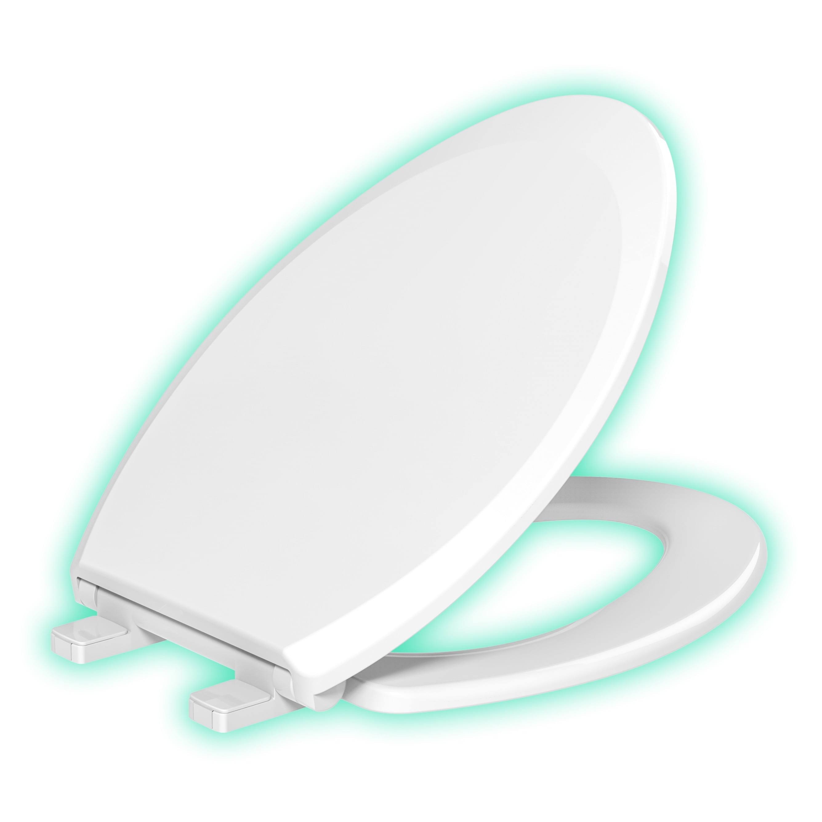 evekare Night Glow (Green Glow) Soft Close Elongated Toilet Seat in White