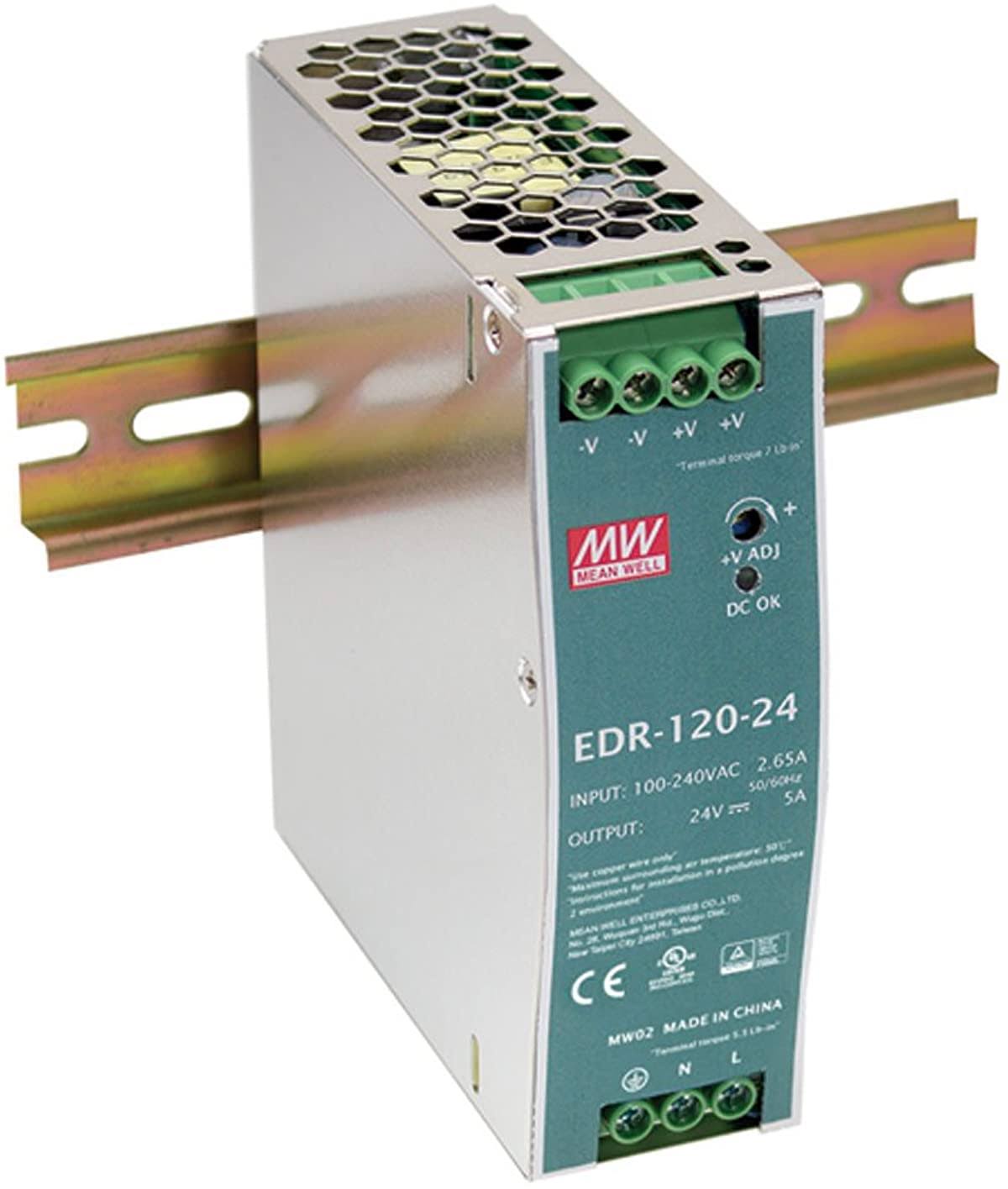 Mean Well EDR-120-24 Single Output DIN Rail Power Supply 24V 5 Amp 120