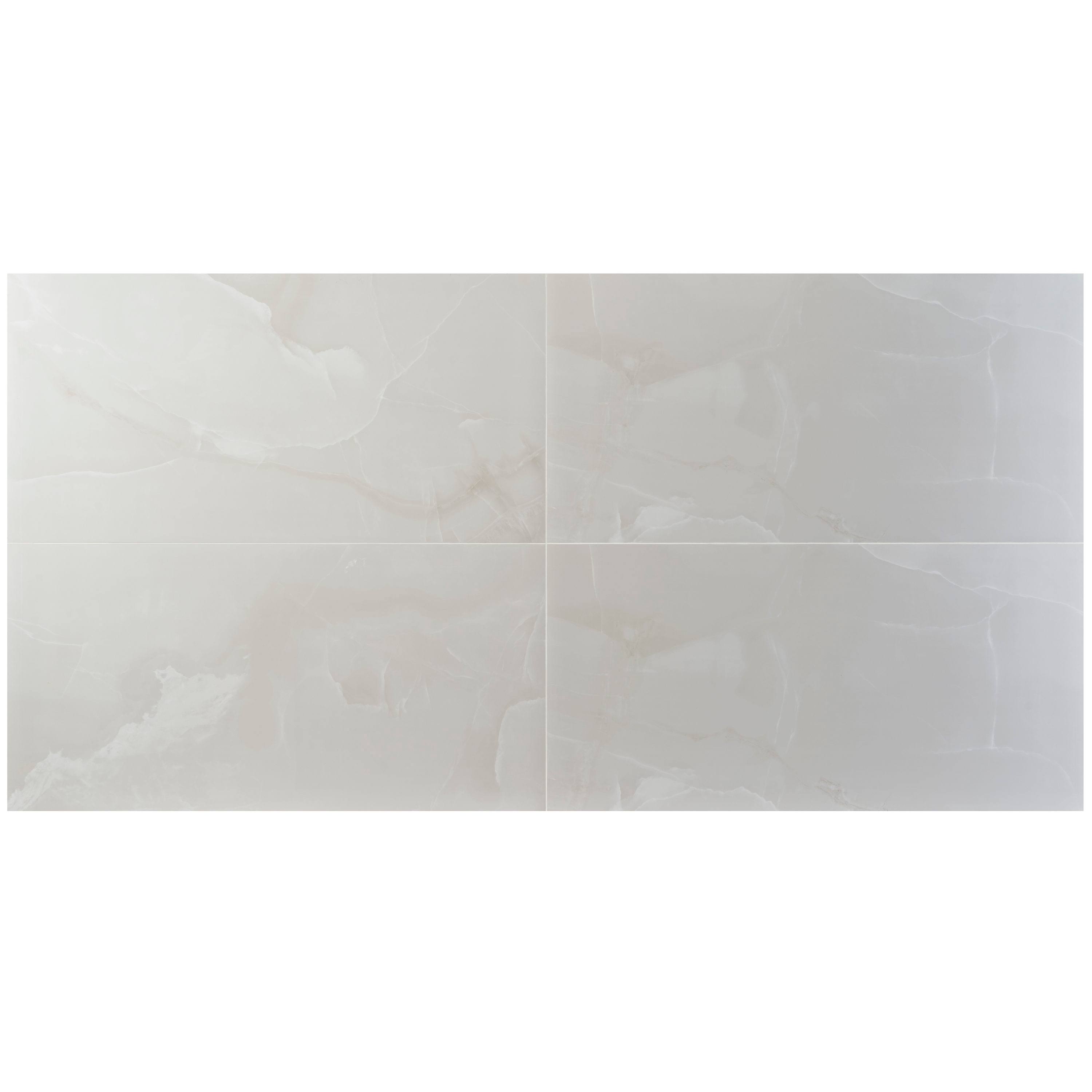 Ivy Hill Tile Saroshi Onyx Bianco 23.62 in. x 47.24 in. Polished Porcelain Floor and Wall Tile (15.5 Sq. ft./Case)