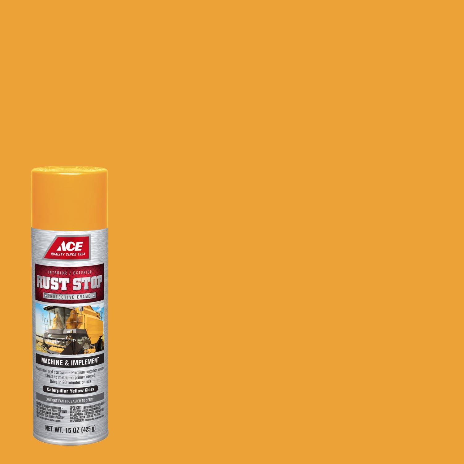 Ace Rust Stop Gloss Caterpillar Yellow Protective Enamel Spray 15 oz.