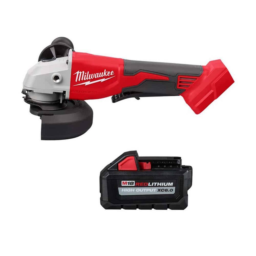 Milwaukee M18 18-Volt Lithium-Ion Brushless Cordless 4-1/2 in./5 in. Grinder with Paddle Switch with 6.0Ah High Output Battery