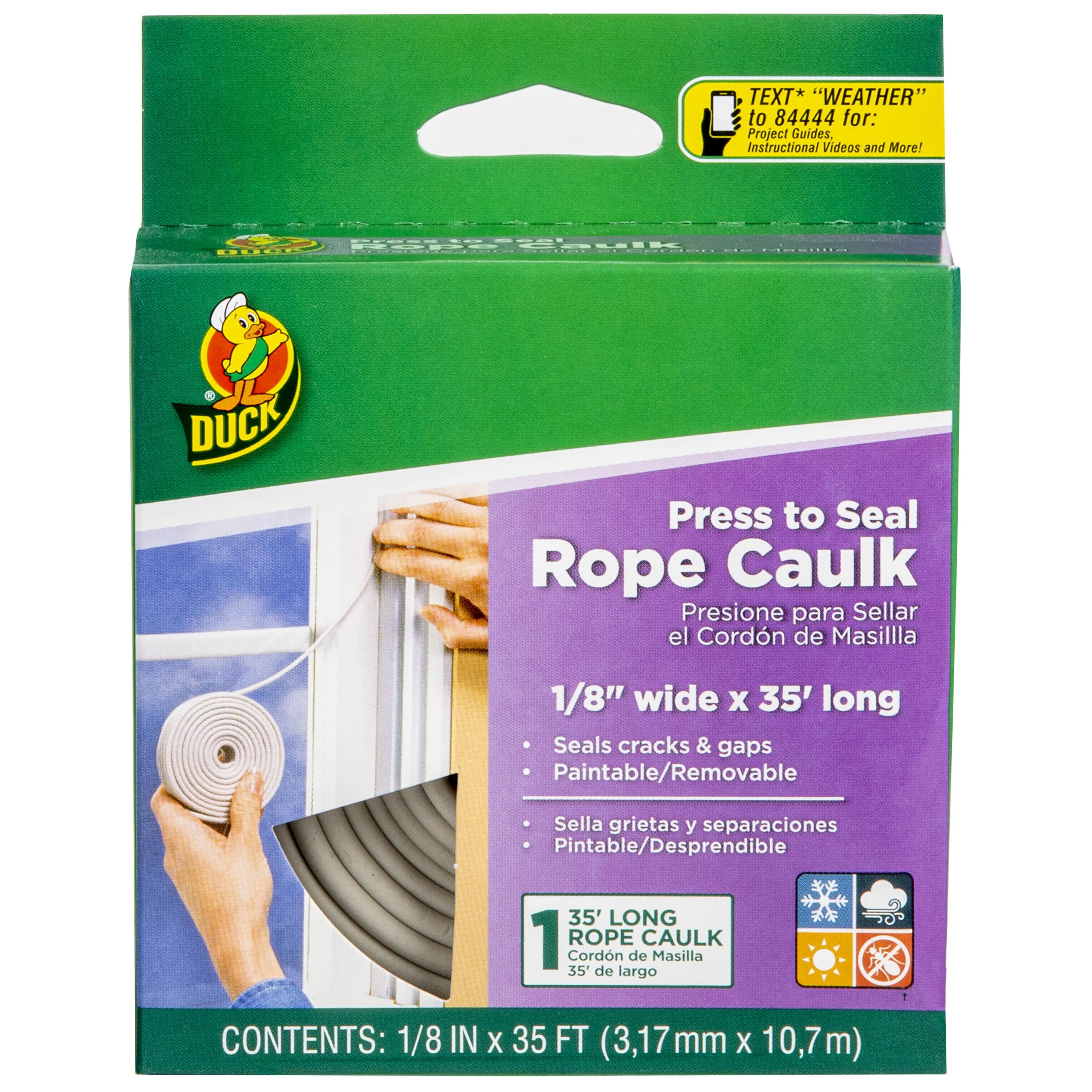 Duck Brand Press to Seal Rope Caulk, White, 1/8-Inch Wide x 35-Feet Long, Roll