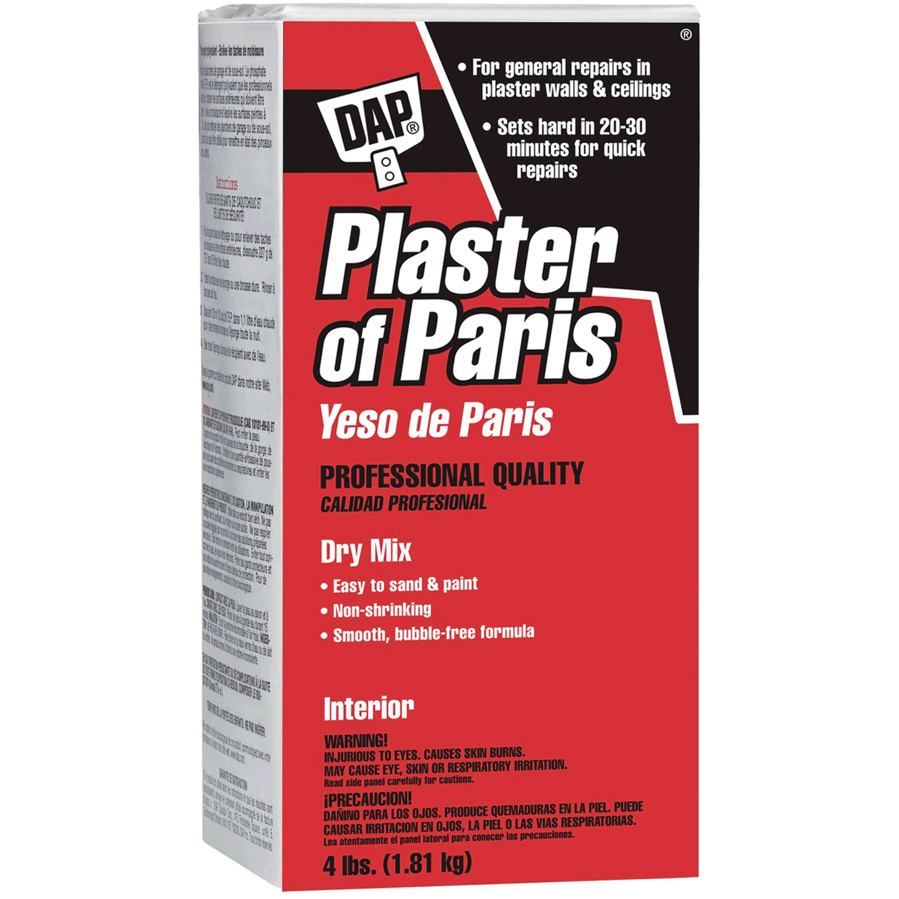 DAP Plaster of Paris Dry Mix, White- 4 lbs box
