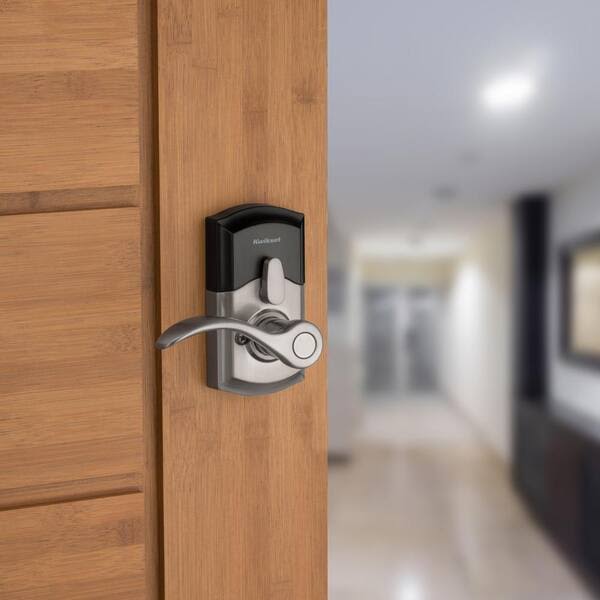 Kwikset 955 SmartCode Satin Nickel Electronic Pembroke Door Handle Featuring SmartKey Security