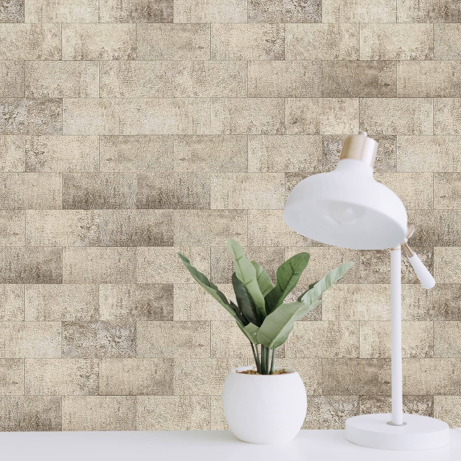 Art3d 102-Piece Peel and Stick Wall Tile for Kitchen Backsplash, Bathroom, Fireplace, 3in. x 6in. Stick on Subway Tile Stone Beige