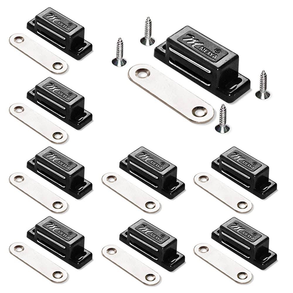Renashed 12Pack Magnetic Door Catch- 15lb High Magnetic Plastic Heavy Duty Latch for Kitchen Bathroom Cupboard Wardrobe Closet Closures Cabinet Door Drawer
