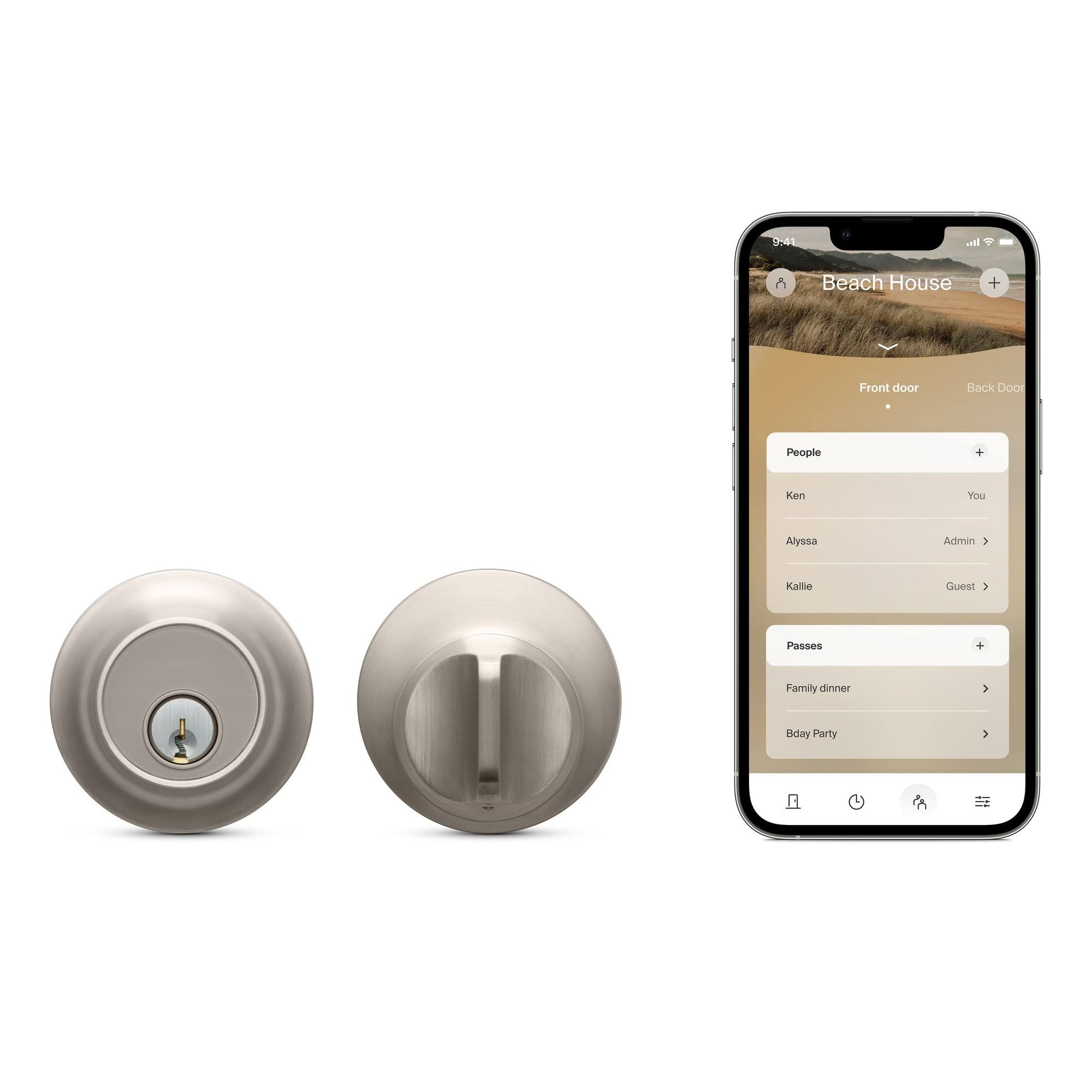 Level Lock+ Smart Lock Plus Apple Home Keys- Smart Deadbolt for Keyless Entry- Includes Key Fobs- Works with iOS, Android, Apple HomeKit (Satin