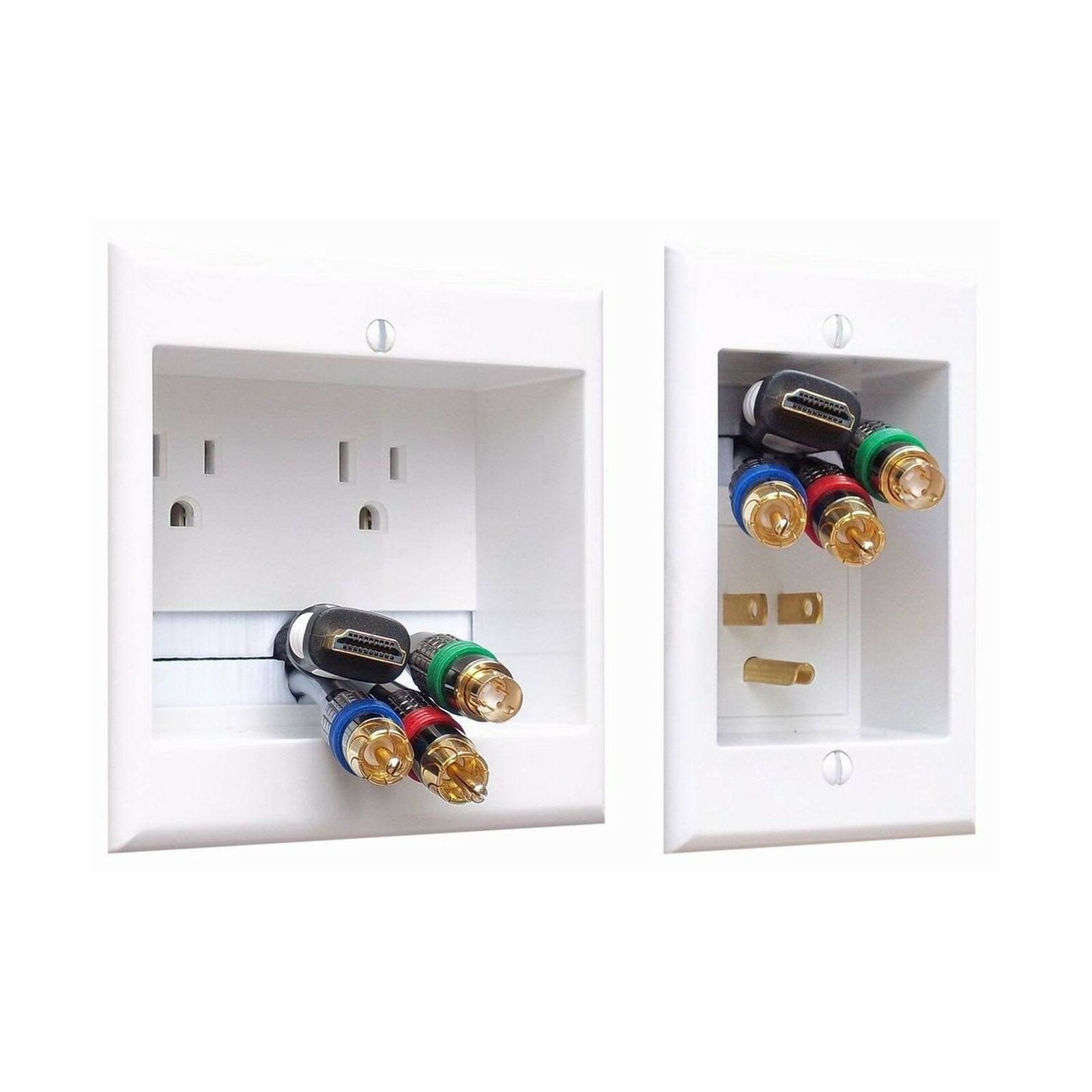 PowerBridge TWO-CK Dual Outlet Recessed In-Wall Cable Management